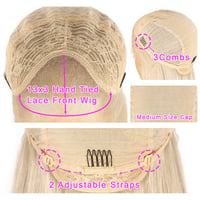 Sapphirewigs Ombre Szőke Hosszú Egyenes Paróka - Csipke Elülső, Japán Szintetikus Haj, Hőálló, 66 cm, 150% Dússág 5