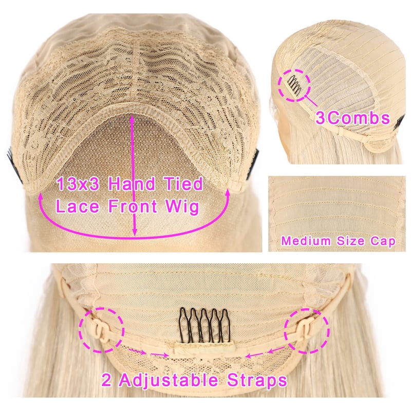 Sapphirewigs Ombre Szőke Hosszú Egyenes Paróka - Csipke Elülső, Japán Szintetikus Haj, Hőálló, 66 cm, 150% Dússág