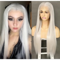 Sapphirewigs Platina Szőke Hosszú Egyenes Paróka - 13x6 Csipke Elülső, 66 cm, 150% Sűrűség, Hőálló Szintetikus Haj, Napi Viseletre 3