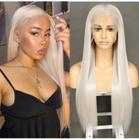 Sapphirewigs Platina Szőke Hosszú Egyenes Paróka - 13x6 Csipke Elülső, 66 cm, 150% Sűrűség, Hőálló Szintetikus Haj, Napi Viseletre 1