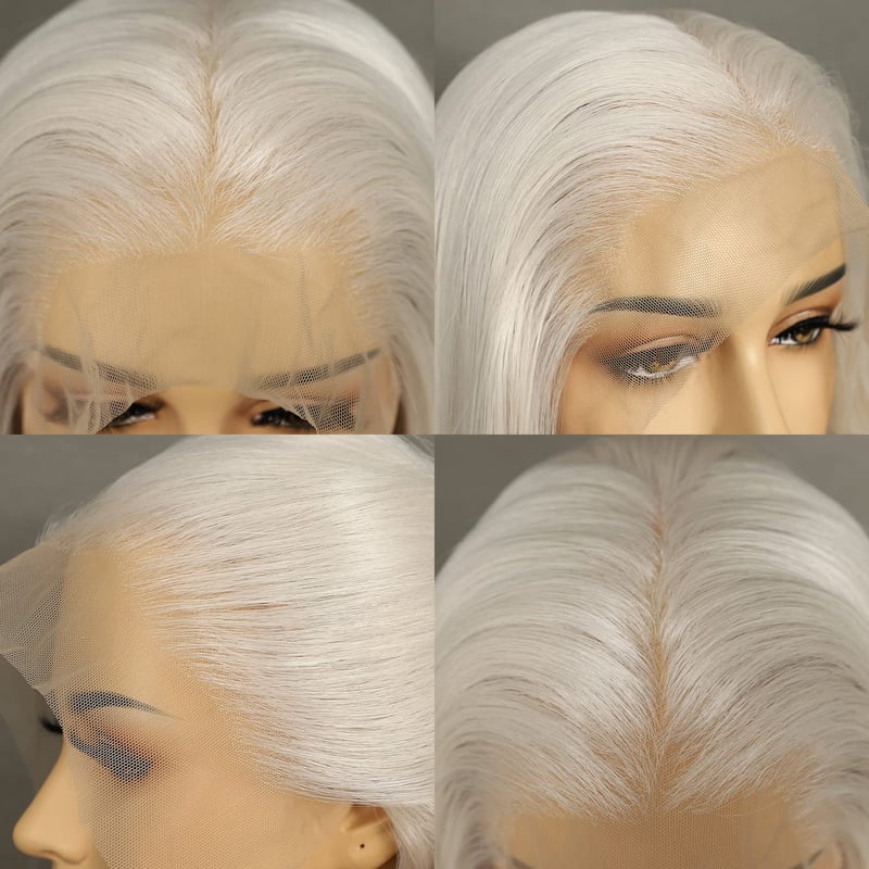 Sapphirewigs Platina Szőke Hosszú Egyenes Paróka - 13x6 Csipke Elülső, 66 cm, 150% Sűrűség, Hőálló Szintetikus Haj, Napi Viseletre