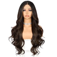 Sapphirewigs Sötétbarna Balayage Paróka - 13x4 Csipke Előrész, 66 cm Hosszú Hullámos Szintetikus Haj, Természetes Hatású, Napi Viseletre - dark brown 3