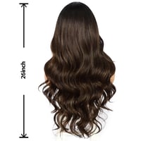 Sapphirewigs Sötétbarna Balayage Paróka - 13x4 Csipke Előrész, 66 cm Hosszú Hullámos Szintetikus Haj, Természetes Hatású, Napi Viseletre - dark brown 2