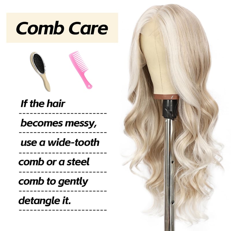 Sapphirewigs Szőke Csipke Paróka - Hullámos Szintetikus Haj, 13x4 Csipke Előlap, Balayage Hatás, Hőálló, Természetes Megjelenés, Napi Visele