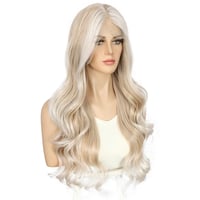 Sapphirewigs Szőke Csipke Paróka - Hullámos Szintetikus Haj, 13x4 Csipke Előlap, Balayage Hatás, Hőálló, Természetes Megjelenés, Napi Visele 5