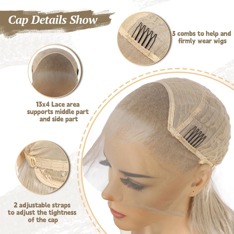 Sapphirewigs Szőke Csipke Paróka - Hullámos Szintetikus Haj, 13x4 Csipke Előlap, Balayage Hatás, Hőálló, Természetes Megjelenés, Napi Visele