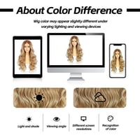 Sapphirewigs Szőke Melírozott Paróka - 66 cm Hullámos Műhaj Balayage Hatással, Csipke Első Rész, Hőálló Szintetikus Rost, Természetes Megjel 8