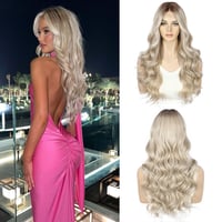 Sapphirewigs Szőke Paróka 13x4 Csipke Előlappal - 56 cm Hullámos Műhaj, Előtépett, Hőálló, 150% Sűrűség, Átlátszó Csipke, Napi Viseletre 1