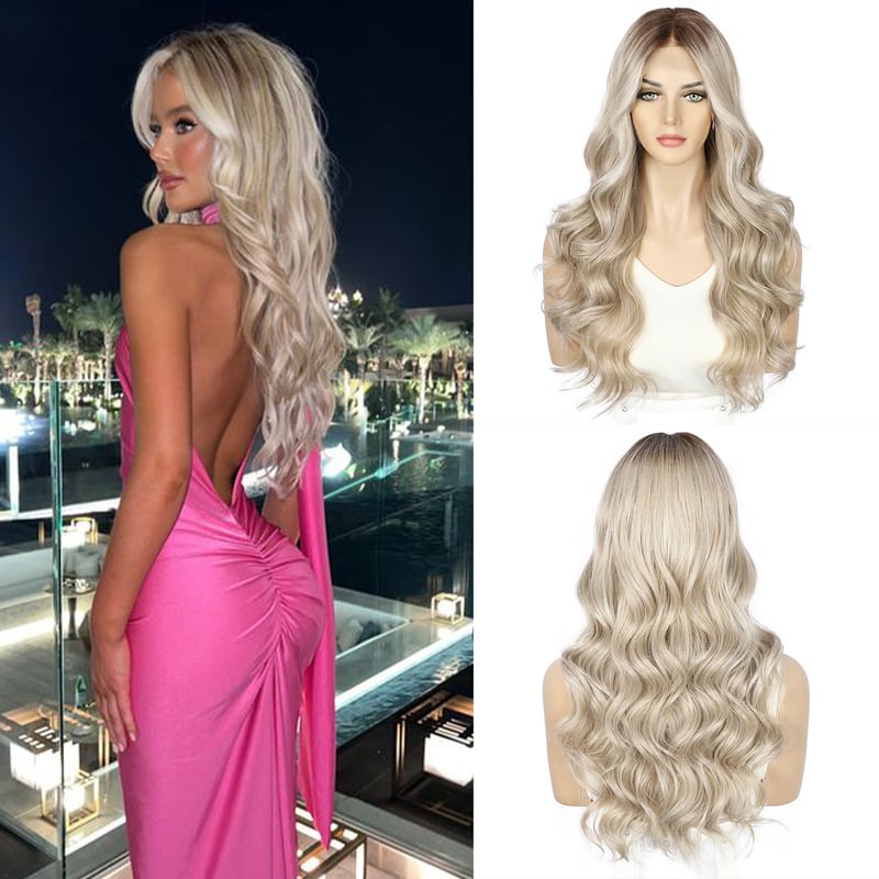 Sapphirewigs Szőke Paróka 13x4 Csipke Előlappal - 56 cm Hullámos Műhaj, Előtépett, Hőálló, 150% Sűrűség, Átlátszó Csipke, Napi Viseletre