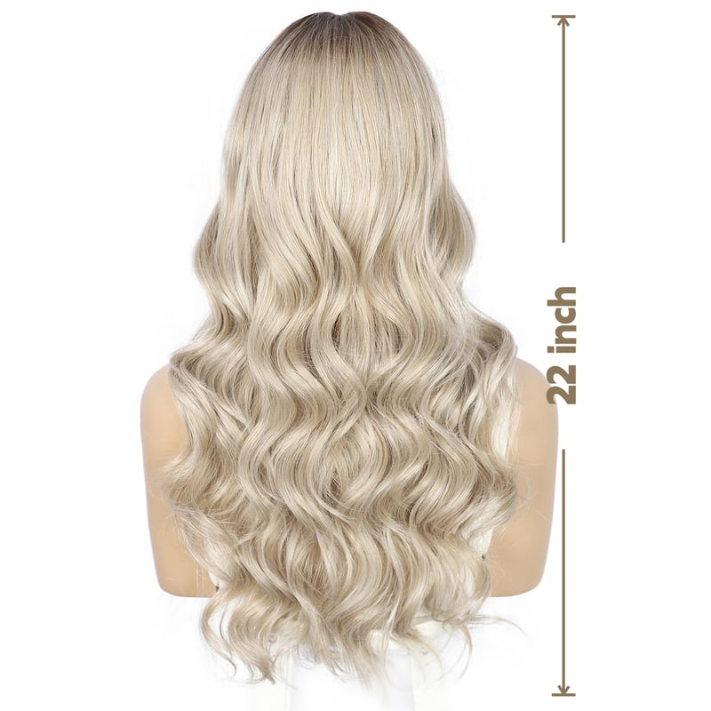 Sapphirewigs Szőke Paróka 13x4 Csipke Előlappal - 56 cm Hullámos Műhaj, Előtépett, Hőálló, 150% Sűrűség, Átlátszó Csipke, Napi Viseletre