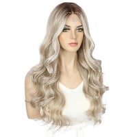 Sapphirewigs Szőke Paróka 13x4 Csipke Előlappal - 56 cm Hullámos Műhaj, Előtépett, Hőálló, 150% Sűrűség, Átlátszó Csipke, Napi Viseletre 5