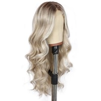 Sapphirewigs Szőke Paróka 13x4 Csipke Előlappal - 56 cm Hullámos Műhaj, Előtépett, Hőálló, 150% Sűrűség, Átlátszó Csipke, Napi Viseletre 4