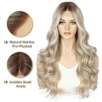 Sapphirewigs Szőke Paróka 13x4 Csipke Előlappal - 56 cm Hullámos Műhaj, Előtépett, Hőálló, 150% Sűrűség, Átlátszó Csipke, Napi Viseletre 2
