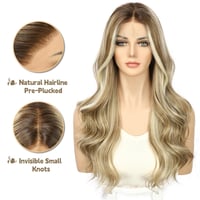 Sapphirewigs Szőke Paróka 13x4 Csipke Előlappal - Hullámos, Melírozott Műhaj, Előre Tépett, 56 cm, Ragasztómentes 2