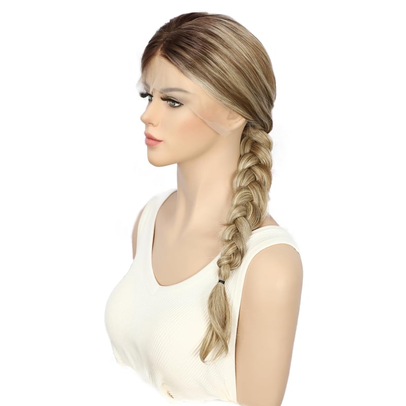 Sapphirewigs Szőke Paróka 13x4 Csipke Előlappal - Hullámos, Melírozott Műhaj, Előre Tépett, 56 cm, Ragasztómentes