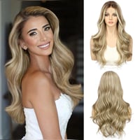 Sapphirewigs Szőke Paróka 13x4 Csipke Előlappal - Hullámos, Melírozott Műhaj, Előre Tépett, 56 cm, Ragasztómentes 1
