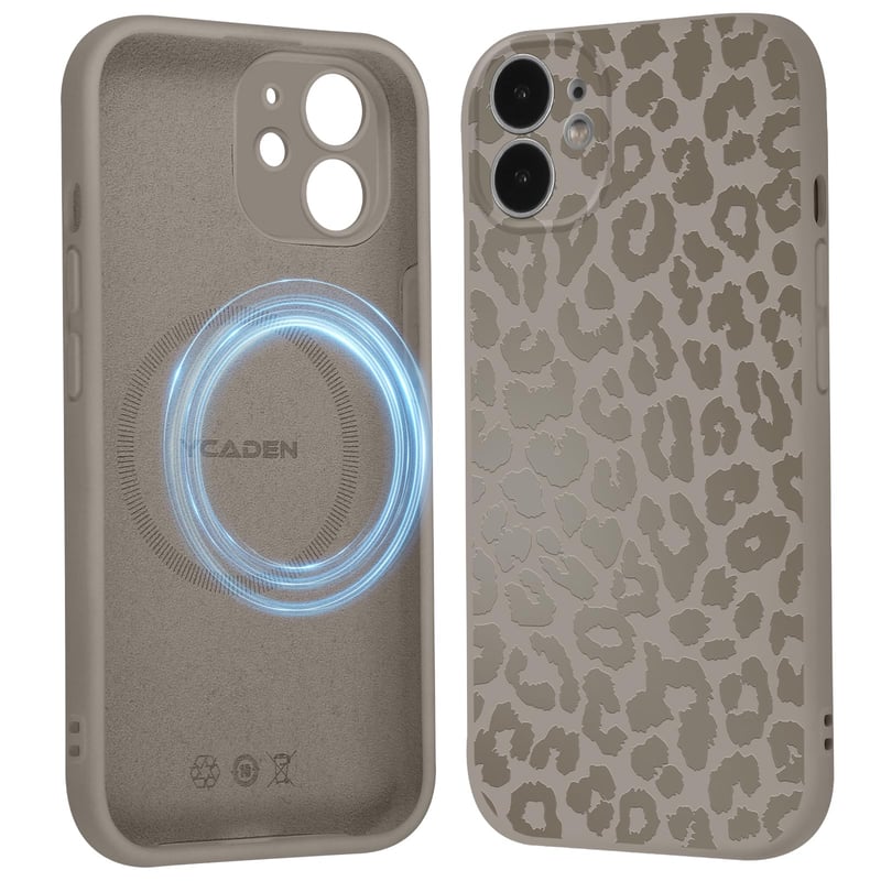 Husă Saqmkil pentru iPhone 12 compatibilă cu MagSafe, cu model leopard - Husă de protecție rezistentă la șocuri