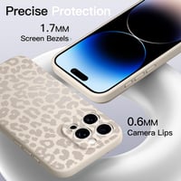 Saqmkil iPhone 15 Pro 6,1" MagSafe kompatibilný kryt, leopardí vzor, béžový tekutý silikón, TPU nárazuvzdorný ochranný kryt proti poškriabaniu 5