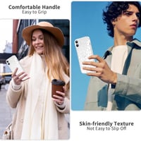Priehľadný silikónový kryt Saqmkil s leopardím vzorom kompatibilný s MagSafe pre iPhone 16 Plus – biely 7