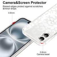 Priehľadný silikónový kryt Saqmkil s leopardím vzorom kompatibilný s MagSafe pre iPhone 16 Plus – biely 6