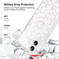 Priehľadný silikónový kryt Saqmkil s leopardím vzorom kompatibilný s MagSafe pre iPhone 16 Plus – biely 4
