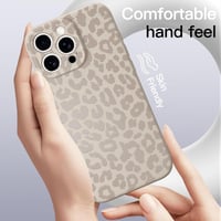 Silikónový kryt Saqmkil MagSafe na iPhone 15 Pro Max – leopardí vzor, béžový 6