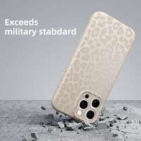 Silikónový kryt Saqmkil MagSafe na iPhone 15 Pro Max – leopardí vzor, béžový 4
