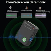 Bezdrôtový klopový mikrofón Saramonic Ultra, 32-bitový float záznam, synchronizácia časového kódu, vodotesnosť IPX5, dosah 300 m, 130 dB SPL, pre iPhone, Android a kamery 6