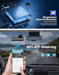 sarmert 2K 1440P Autós Fedélzeti Kamera 32GB SD Kártyával, WiFi és Applikáció, 150° Látószög, Infravörös Éjjellátó, Parkolóőr Funkcióval 4