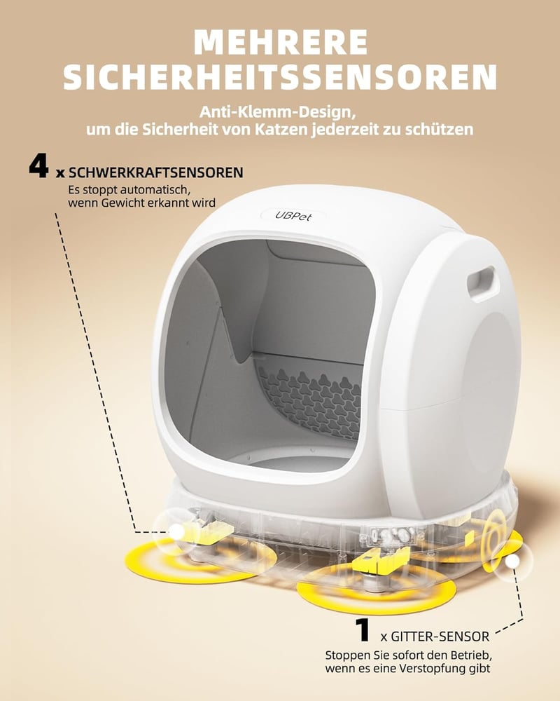 SAROSORA Önműködő Macskavécé Automatikus Elektromos Alacsony Bejárattal App Vezérléssel - light yellow