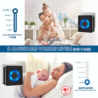 Satisure Vezeték nélküli ajtócsengő 2 adó 2 vevő, 400m hatótáv, 58 dallam, IP55 vízálló 5