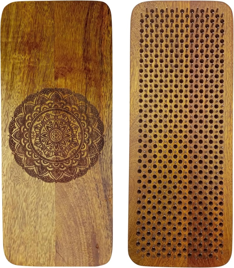 Placă de yoga Sadhu SattesGrün din lemn de mango, cu cuie - Mandala, 10 mm