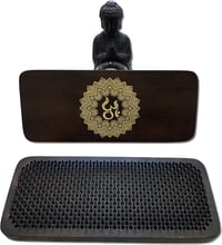 SattesGrün Sadhu Szögtábla Mangófa 8mm Szögekkel Kézzel Készített Jóga Meditáció Akupresszúra Stresszoldó Tábla Om Krém 6