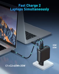 SATURNDOCK 100W USB-C hálózati töltő - 4 port, 5A USB-C kábellel 4