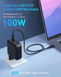 SATURNDOCK 100W USB-C hálózati töltő - 4 port, 5A USB-C kábellel 2