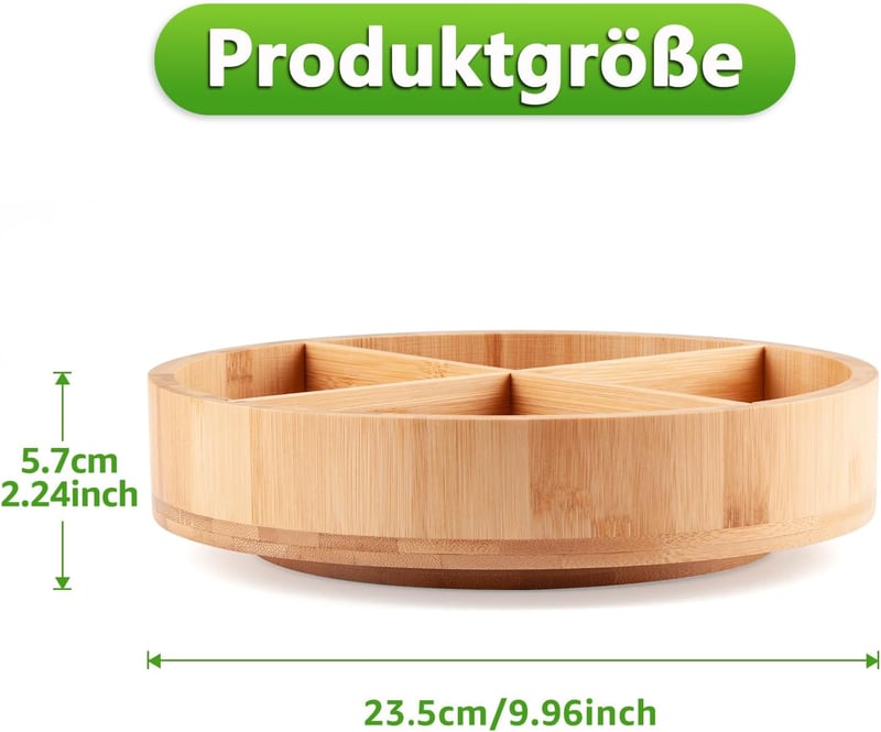 SAUNNIHEN Bambusz Forgótányér Szervezőrendszer Állítható Tárolóval