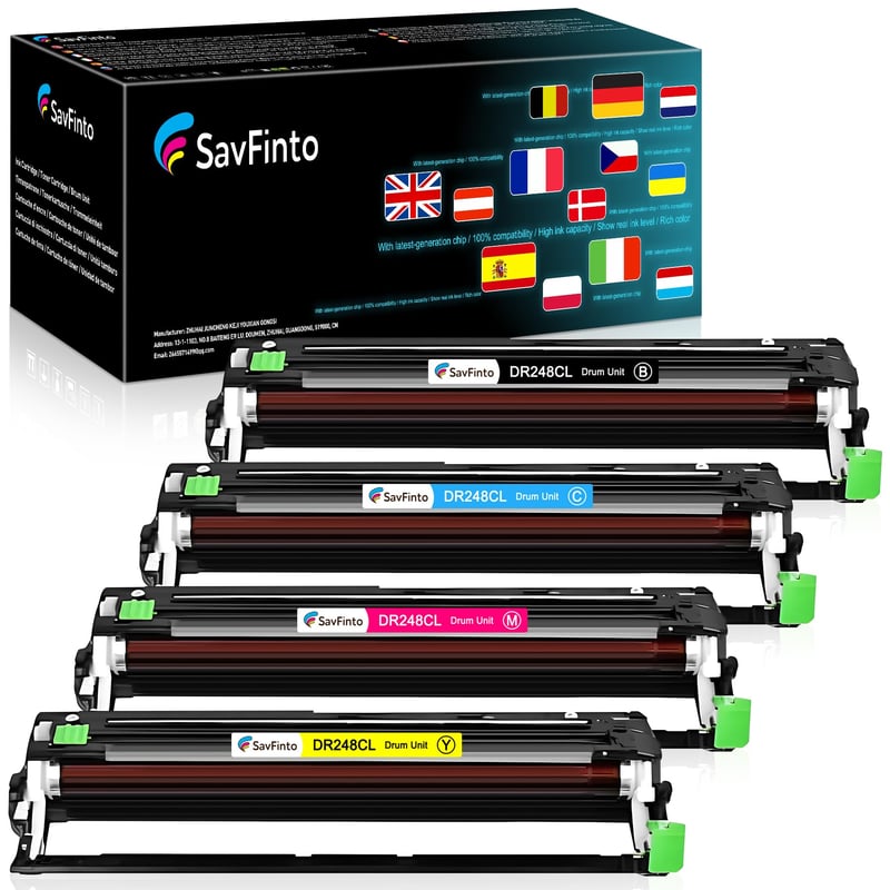 SavFinto DR-248CL Dobegység Multipack csere Brother DR248CL-hez, kompatibilis DCP-L3520CDW L3555CDW HL-L8230CDW L3220CW L8240CDW MFC-L3740CDWE nyomtatókkal, 4 db