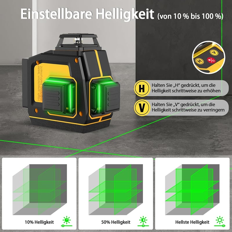 SAVSEC 12 vonalas zöld kereszt lézer önszintezéssel, 360° forgó, távirányítóval és állítható fényerővel