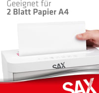 Sax Bruno Papírmegsemmisítő 2 Lap Kapacitás, CD és Kártya Aprítás, 3.5L Tartály 8