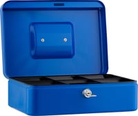Casetă de bani Sax 25x18x9 cm, albastră, cu compartiment pentru monede - Cutie de valori pentru păstrarea numerarului 4