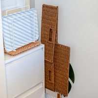 SAYA KIJI Sklopiva košara za pohranu od papirnate užadi s ručkama, smeđa, veličina M, 38x26x12 cm, organizator za police i ormare, spremište za odjeću 4
