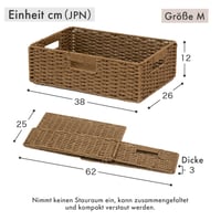 SAYA KIJI Sklopiva košara za pohranu od papirnate užadi s ručkama, smeđa, veličina M, 38x26x12 cm, organizator za police i ormare, spremište za odjeću 2