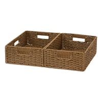 SAYA KIJI Sklopiva košara za pohranu od papirnate užadi s ručkama, smeđa, veličina M, 38x26x12 cm, organizator za police i ormare, spremište za odjeću 1