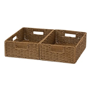 SAYA KIJI Sklopiva košara za pohranu od papirnate užadi s ručkama, smeđa, veličina M, 38x26x12 cm, organizator za police i ormare, spremište za odjeću