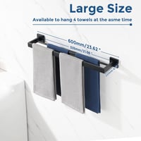 SAYAYO Dupla Törölközőtartó 60cm Falra Szerelhető Rozsdamentes Acél Matt Fekete - 60 cm, Black 2
