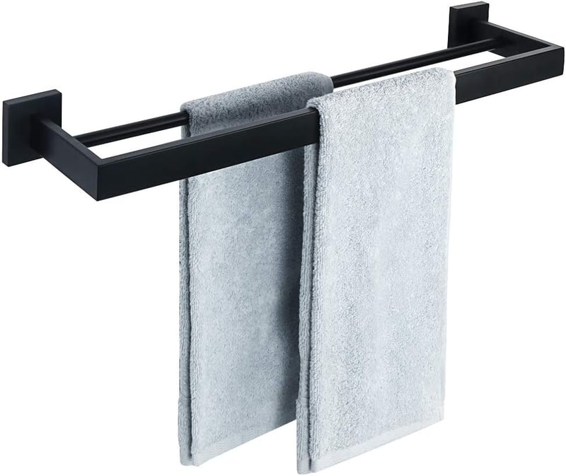 SAYAYO Dupla Törölközőtartó 60cm Falra Szerelhető Rozsdamentes Acél Matt Fekete - 60 cm, Black