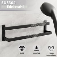 SAYAYO fekete fali törölközőtartó 60 cm rozsdamentes acél dupla fürdőszobai 2