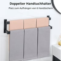 SAYAYO fekete fali törölközőtartó 60 cm rozsdamentes acél dupla fürdőszobai 4