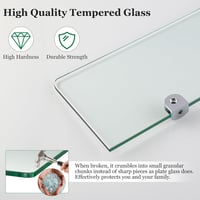 SAYAYO fürdőszobai üvegpolc 30 cm vastag 6 mm-es téglalap alakú polc - 30cm, Transparent 4