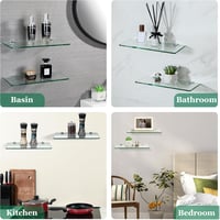 SAYAYO fürdőszobai üvegpolc 30 cm vastag 6 mm-es téglalap alakú polc - 30cm, Transparent 6